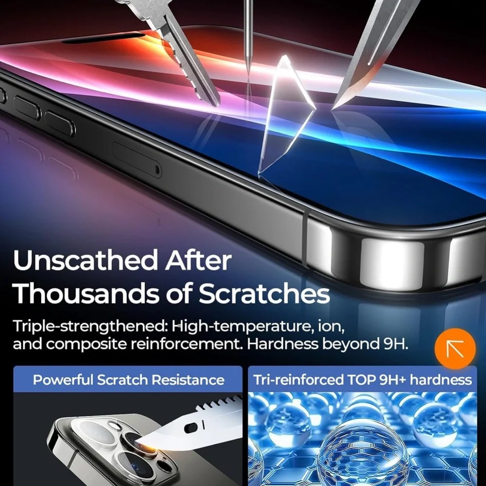 MRGLAS 3+2 Packs for iPhone 15 Pro Max Screen Protector 6.7''